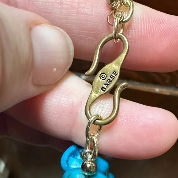 Blue Dyed Coral Studio Barse (Turquoise color) Necklace with Bead - Picture 2 of 12